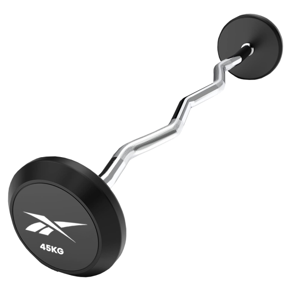 Set de barra recubierto de goma con mango de curl de 45 kg